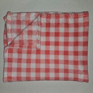 HB Hudson Baby Pink White Plaid Fleece Baby Blanket Lovey 30" x 36" SOFT